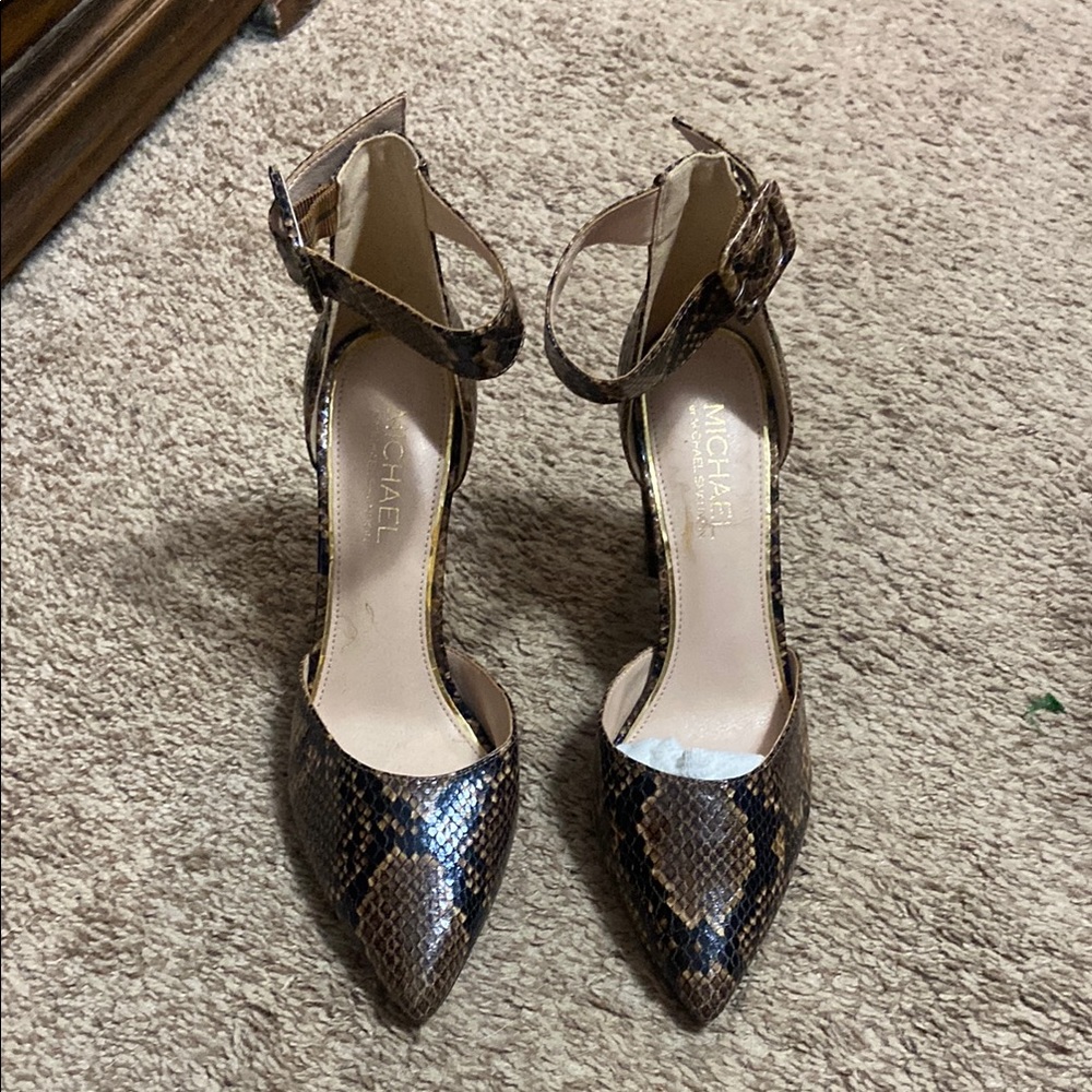 Michael Shannon Brown Snake Print Heels